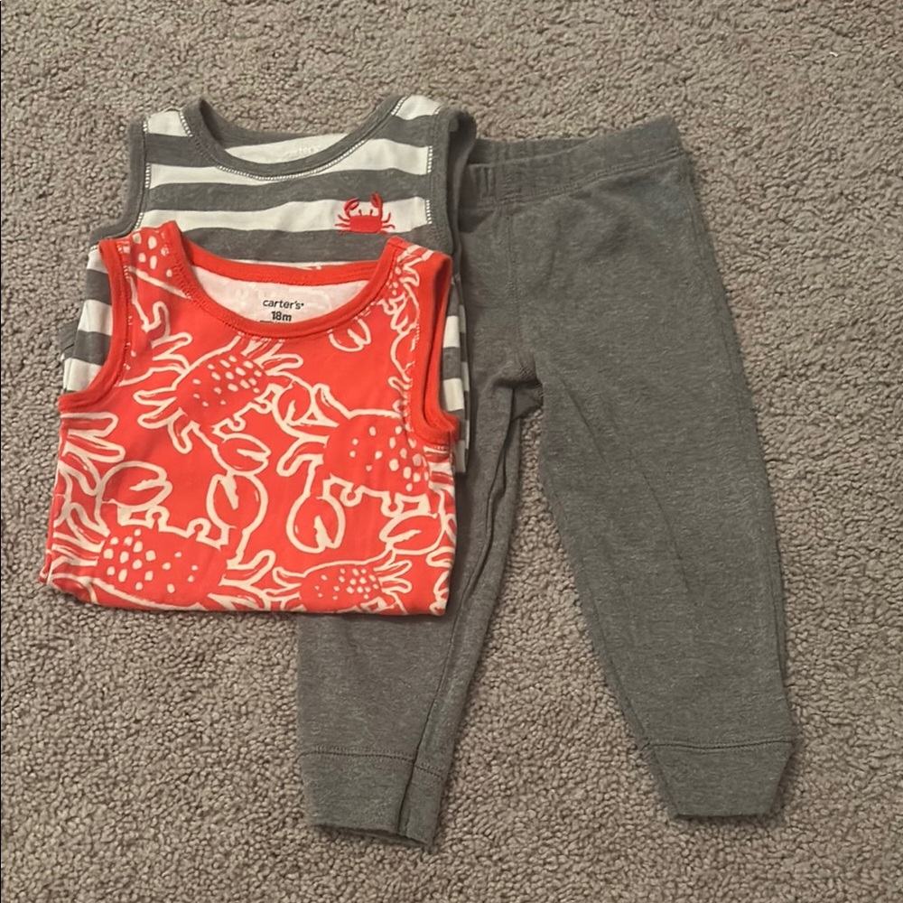 Carter's Crab Tank Tops and Gray Pants Set